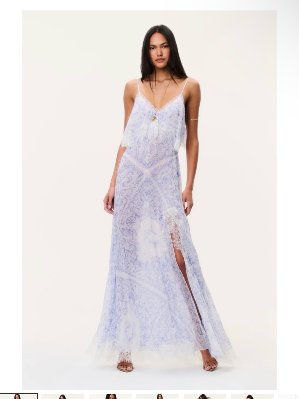 LoveShackFancy Stelline Sheer Silk Maxi Dress